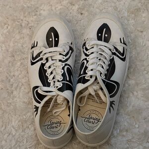 Agnes B. Spring Court White and Black Sneakers